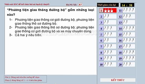 Một trong những câu hỏi trong đề thi bằng lái xe máy