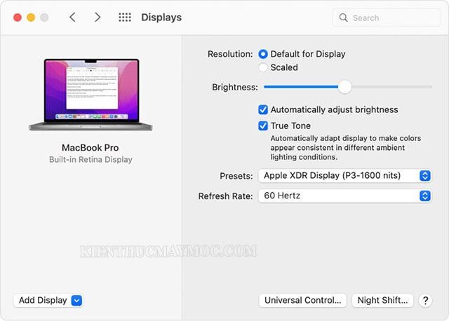 Cách bật và tắt True Tone cho Macbook 